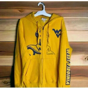 West Virginia University WVU Vintage Rare Men's Gold Zip-Up Hoodie Medium